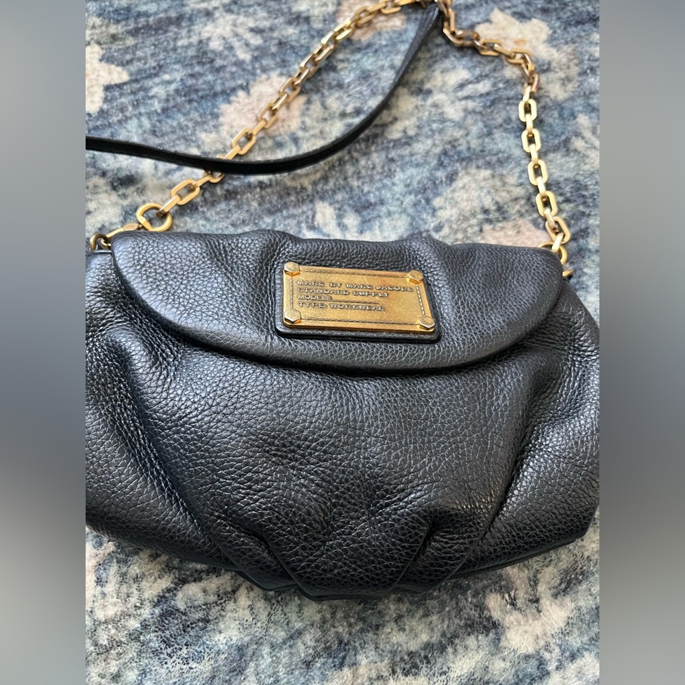 Marc Jacobs Black Crossbody Bag with Gold Accents